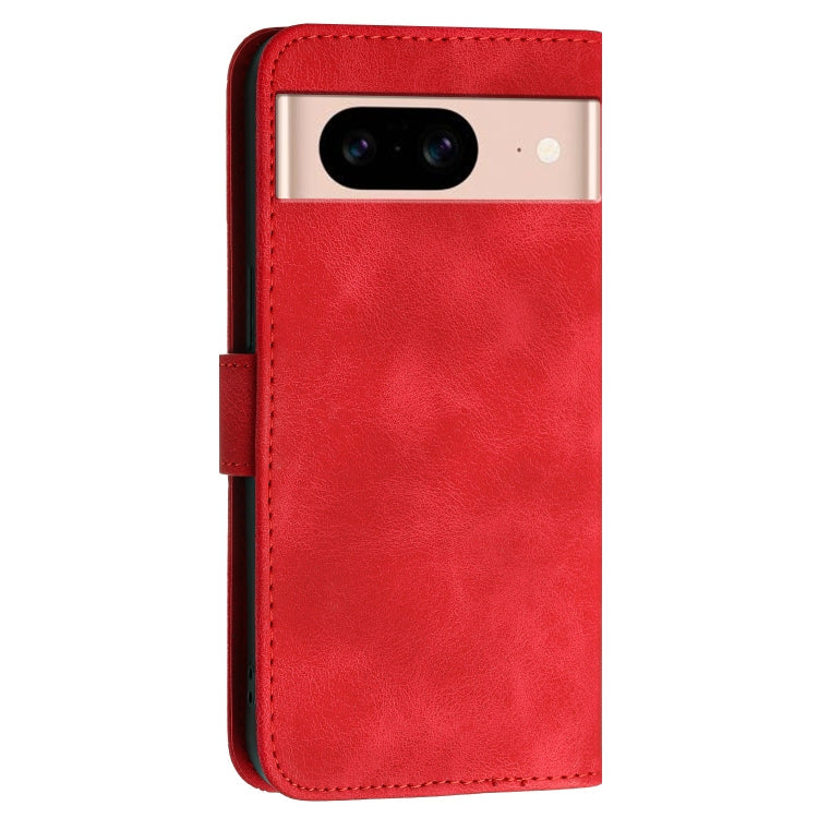 For Google Pixel 8a Grid Butterfly Embossed Pattern Leather Phone Case with Lanyard
