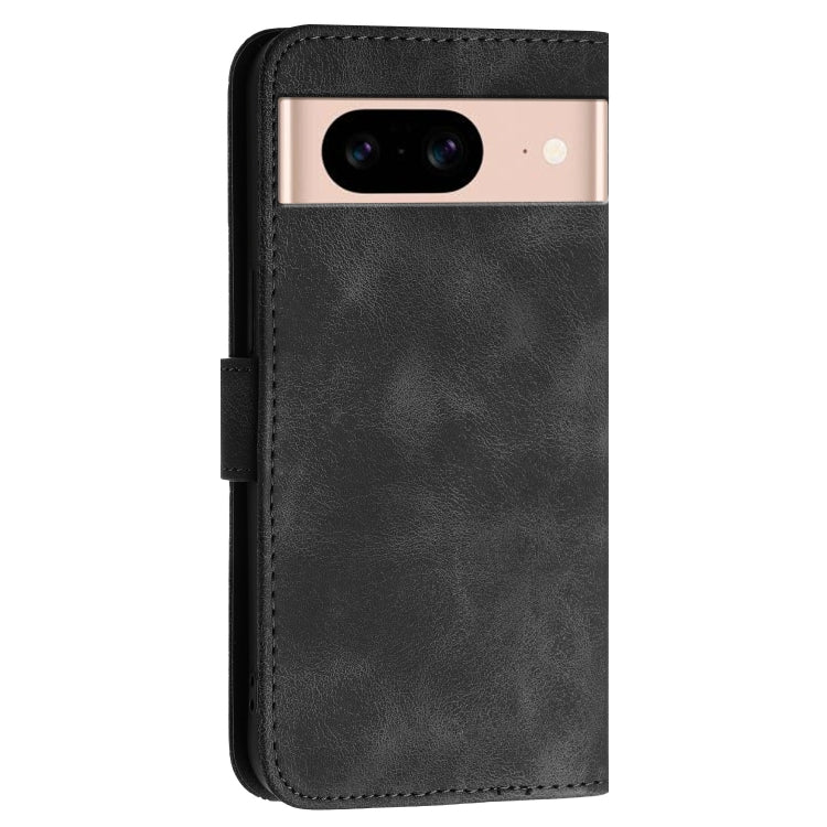 For Google Pixel 8a Grid Butterfly Embossed Pattern Leather Phone Case with Lanyard