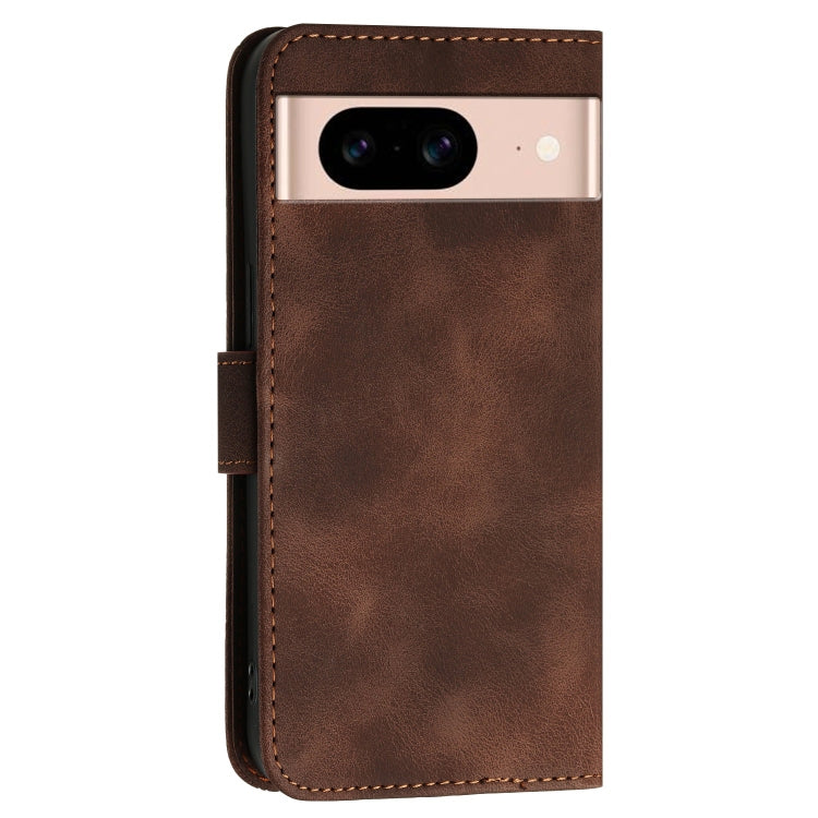 For Google Pixel 8a Grid Butterfly Embossed Pattern Leather Phone Case with Lanyard