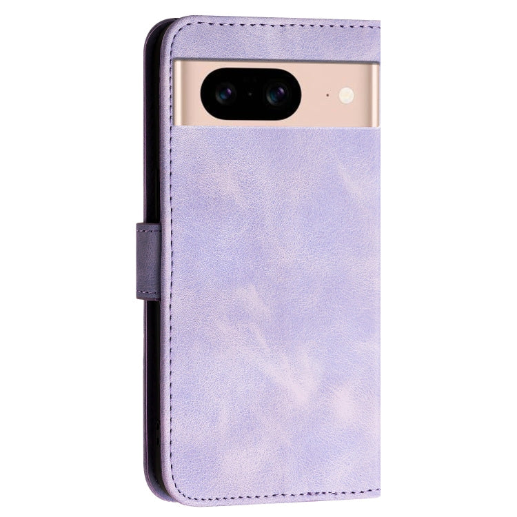 For Google Pixel 8a Grid Butterfly Embossed Pattern Leather Phone Case with Lanyard