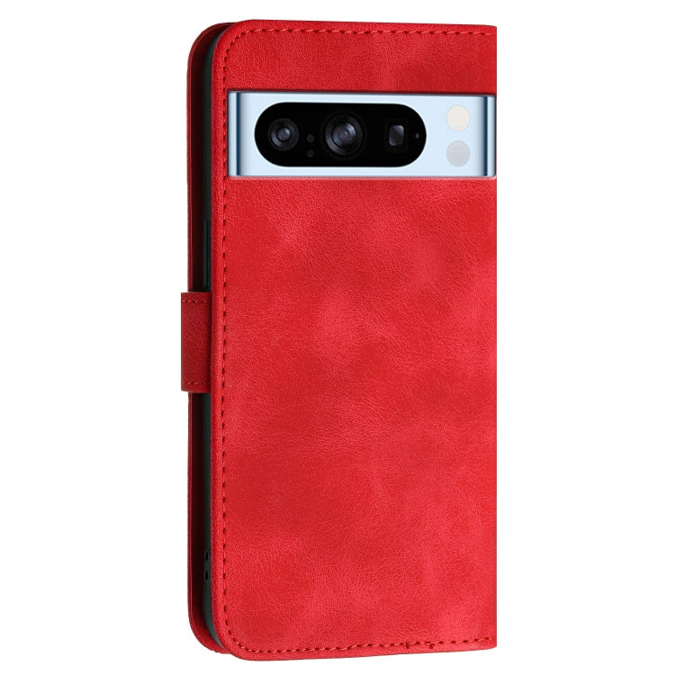 For Google Pixel 8 Pro Grid Butterfly Embossed Pattern Leather Phone Case with Lanyard