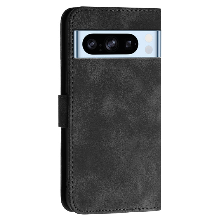 For Google Pixel 8 Pro Grid Butterfly Embossed Pattern Leather Phone Case with Lanyard