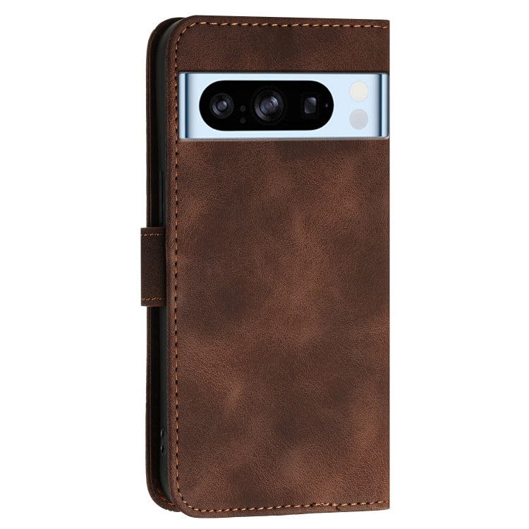 For Google Pixel 8 Pro Grid Butterfly Embossed Pattern Leather Phone Case with Lanyard