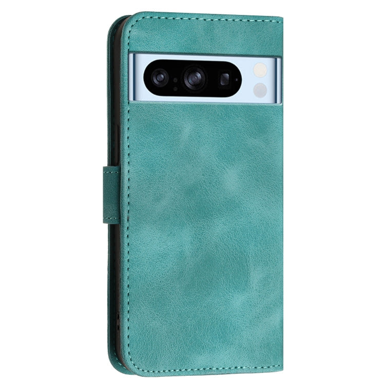 For Google Pixel 8 Pro Grid Butterfly Embossed Pattern Leather Phone Case with Lanyard