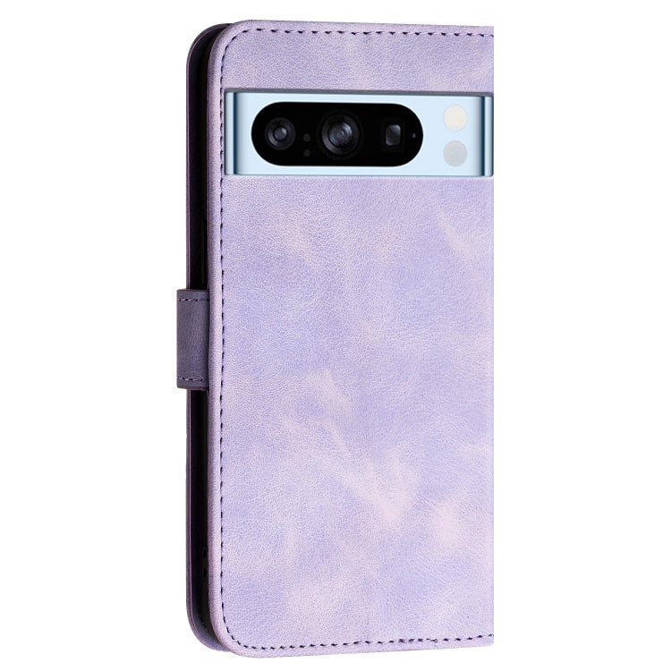 For Google Pixel 8 Pro Grid Butterfly Embossed Pattern Leather Phone Case with Lanyard