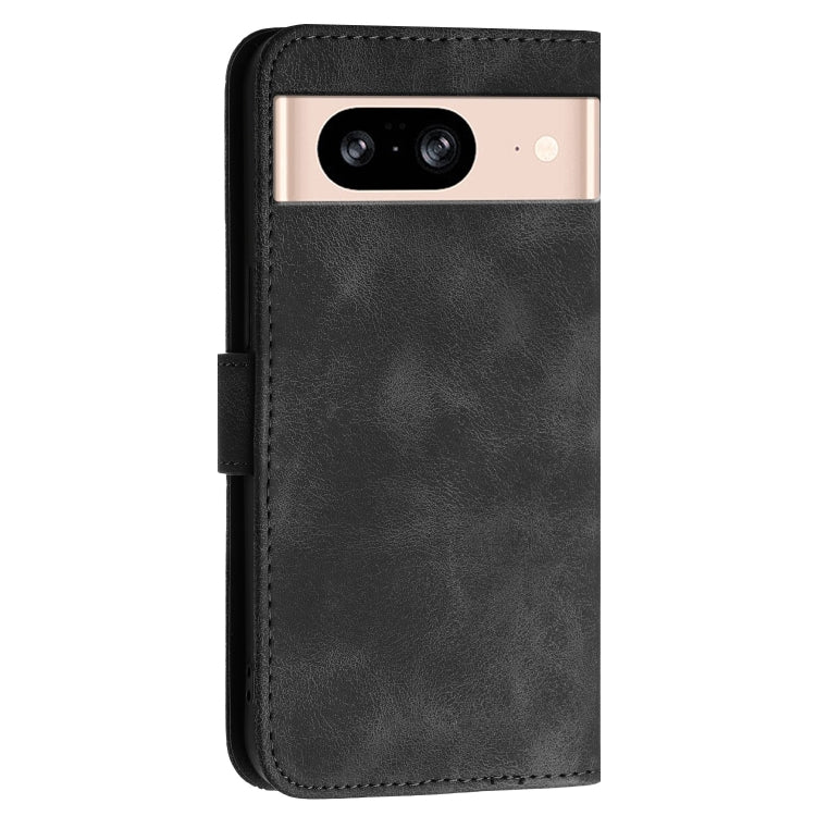 For Google Pixel 8 Grid Butterfly Embossed Pattern Leather Phone Case with Lanyard
