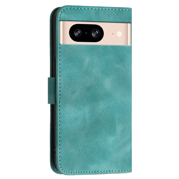 For Google Pixel 8 Grid Butterfly Embossed Pattern Leather Phone Case with Lanyard