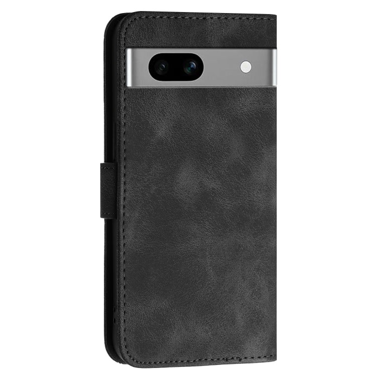 For Google Pixel 7a Grid Butterfly Embossed Pattern Leather Phone Case with Lanyard