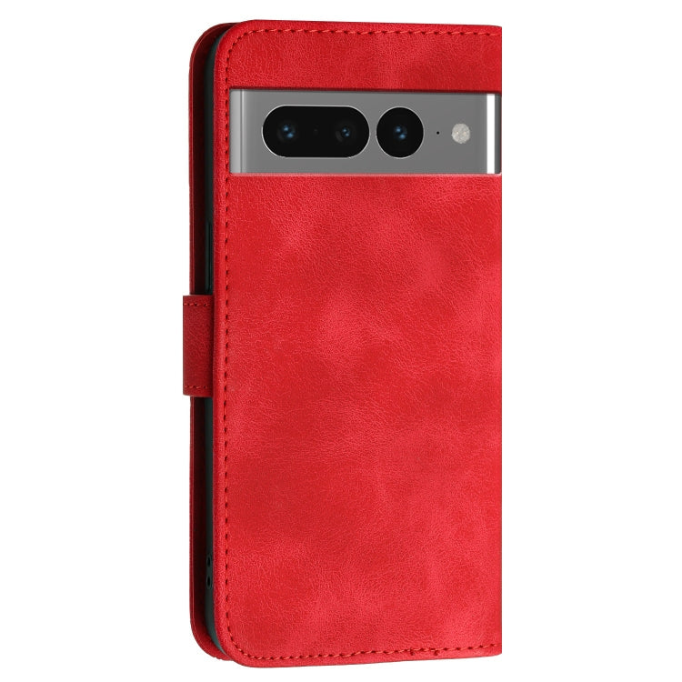 For Google Pixel 7 Pro 5G Grid Butterfly Embossed Pattern Leather Phone Case with Lanyard