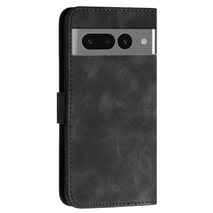 For Google Pixel 7 Pro 5G Grid Butterfly Embossed Pattern Leather Phone Case with Lanyard