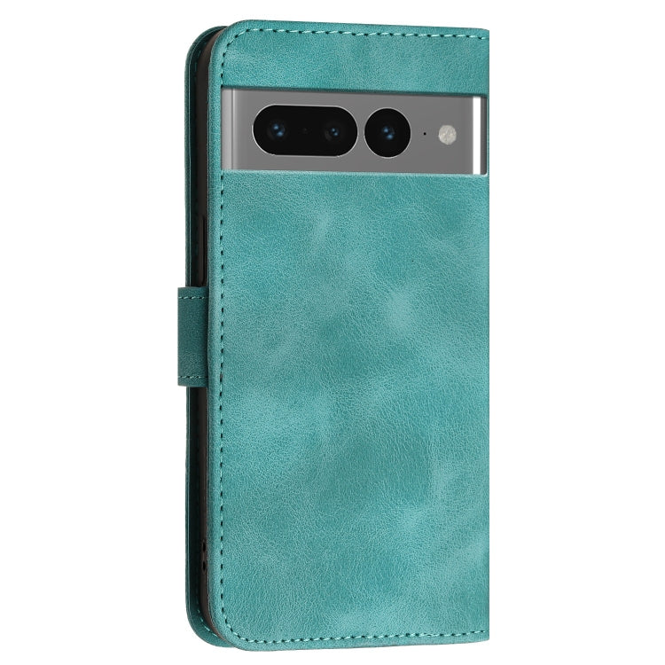 For Google Pixel 7 Pro 5G Grid Butterfly Embossed Pattern Leather Phone Case with Lanyard