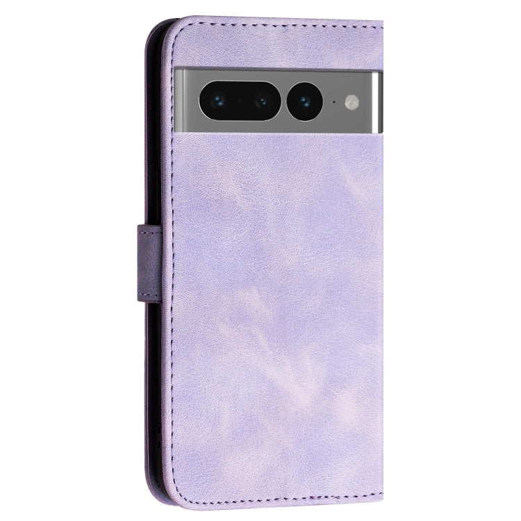 For Google Pixel 7 Pro 5G Grid Butterfly Embossed Pattern Leather Phone Case with Lanyard