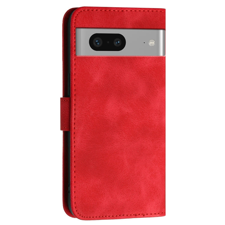 For Google Pixel 7 5G Grid Butterfly Embossed Pattern Leather Phone Case with Lanyard