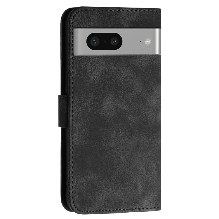 For Google Pixel 7 5G Grid Butterfly Embossed Pattern Leather Phone Case with Lanyard