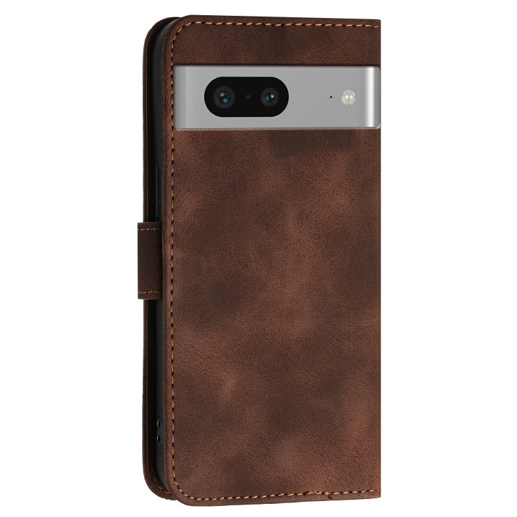 For Google Pixel 7 5G Grid Butterfly Embossed Pattern Leather Phone Case with Lanyard