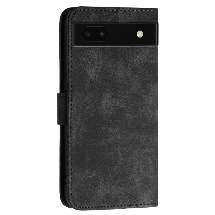 For Google Pixel 6a Grid Butterfly Embossed Pattern Leather Phone Case with Lanyard