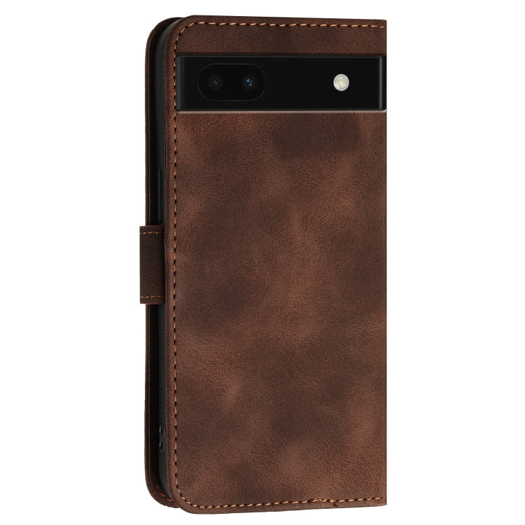 For Google Pixel 6a Grid Butterfly Embossed Pattern Leather Phone Case with Lanyard