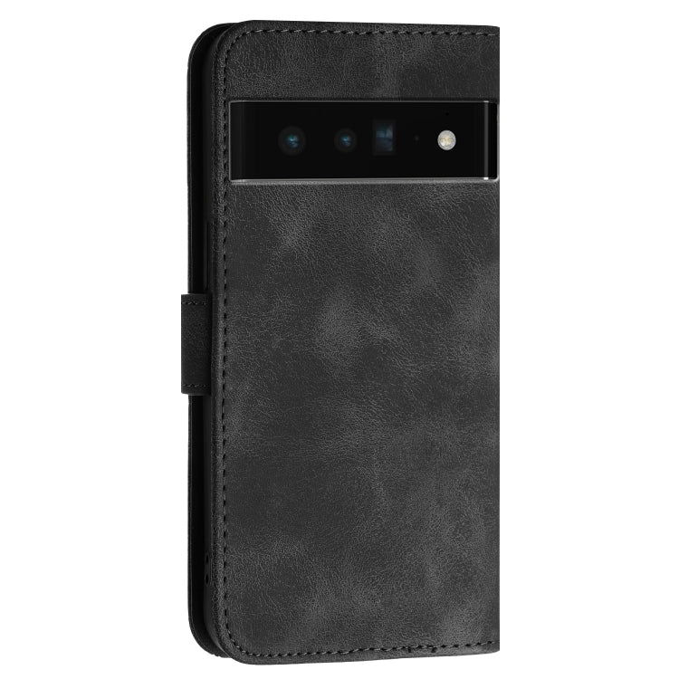 For Google Pixel 6 Pro Grid Butterfly Embossed Pattern Leather Phone Case with Lanyard
