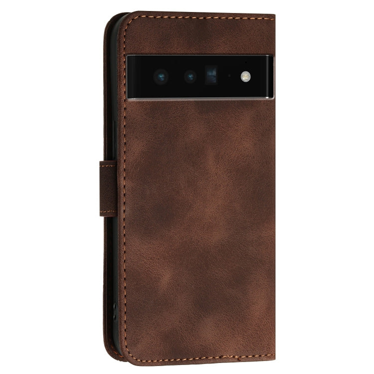 For Google Pixel 6 Pro Grid Butterfly Embossed Pattern Leather Phone Case with Lanyard