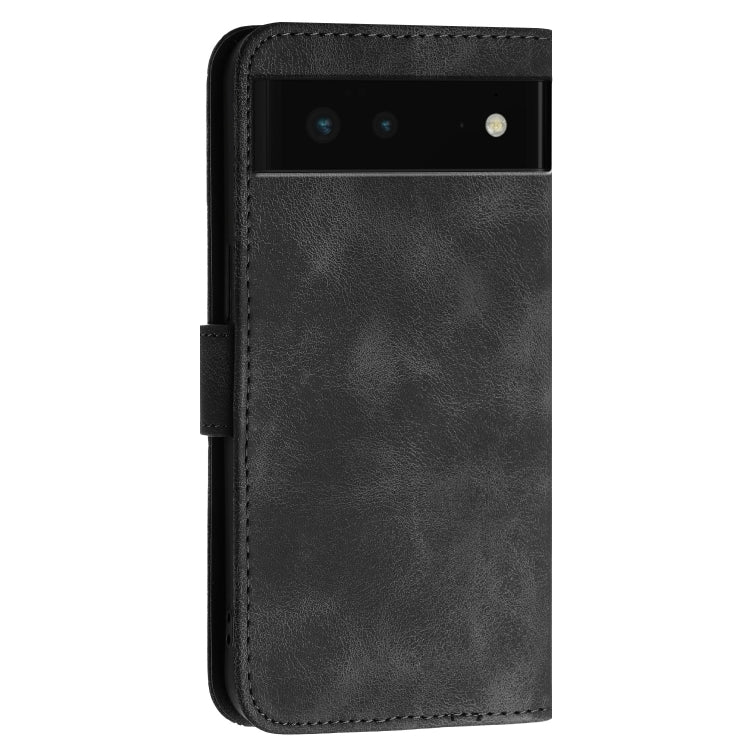 For Google Pixel 6 Grid Butterfly Embossed Pattern Leather Phone Case with Lanyard