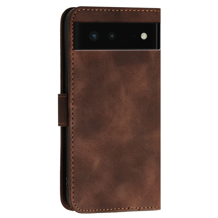 For Google Pixel 6 Grid Butterfly Embossed Pattern Leather Phone Case with Lanyard