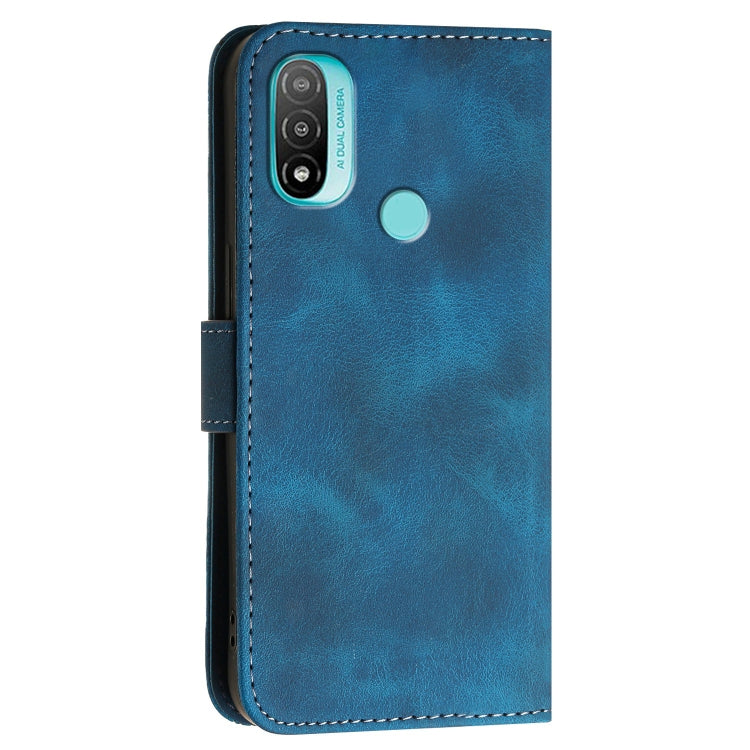 For Motorola Moto E20 4G Grid Butterfly Embossed Pattern Leather Phone Case with Lanyard