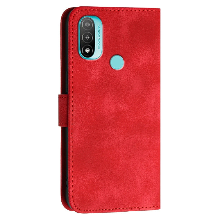 For Motorola Moto E20 4G Grid Butterfly Embossed Pattern Leather Phone Case with Lanyard