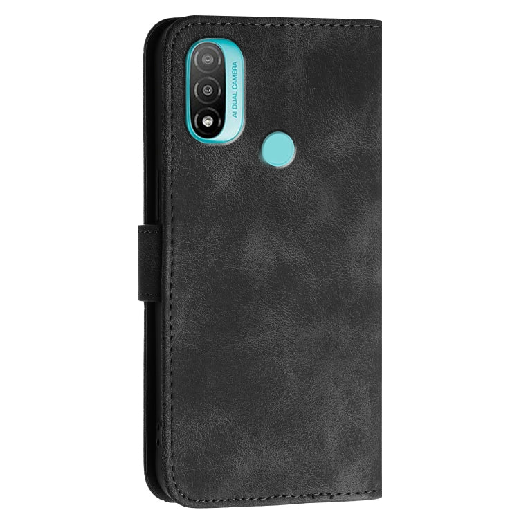 For Motorola Moto E20 4G Grid Butterfly Embossed Pattern Leather Phone Case with Lanyard