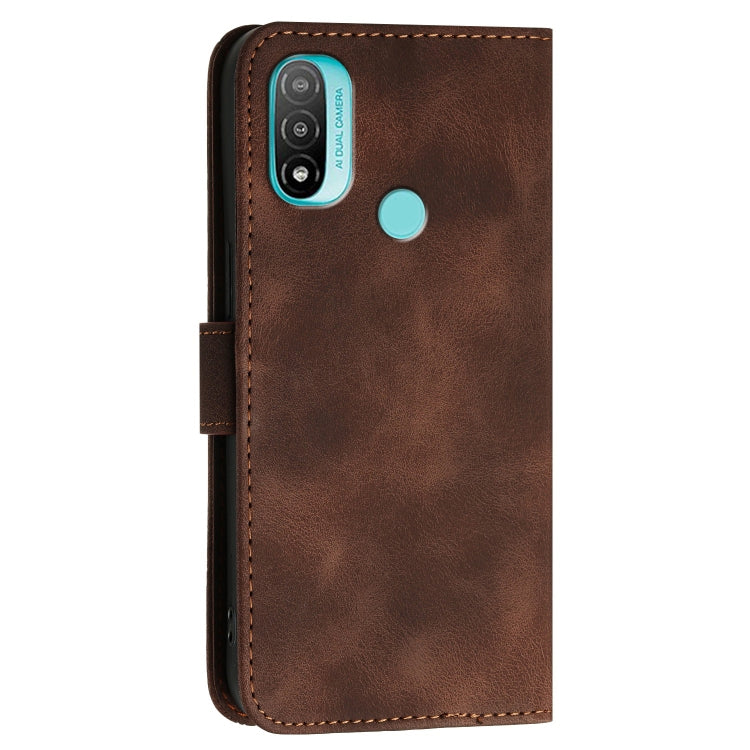 For Motorola Moto E20 4G Grid Butterfly Embossed Pattern Leather Phone Case with Lanyard