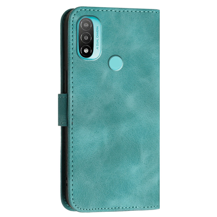 For Motorola Moto E20 4G Grid Butterfly Embossed Pattern Leather Phone Case with Lanyard