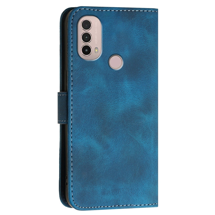 For Motorola Moto E40 / E30 Grid Butterfly Embossed Pattern Leather Phone Case with Lanyard