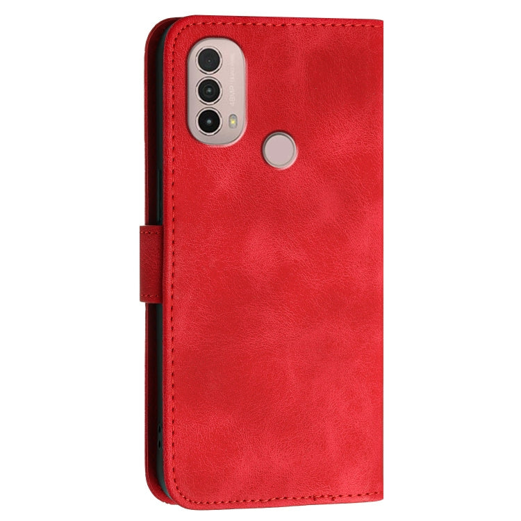For Motorola Moto E40 / E30 Grid Butterfly Embossed Pattern Leather Phone Case with Lanyard