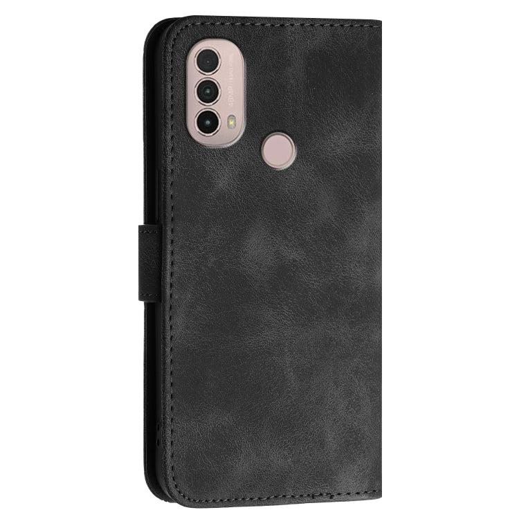 For Motorola Moto E40 / E30 Grid Butterfly Embossed Pattern Leather Phone Case with Lanyard