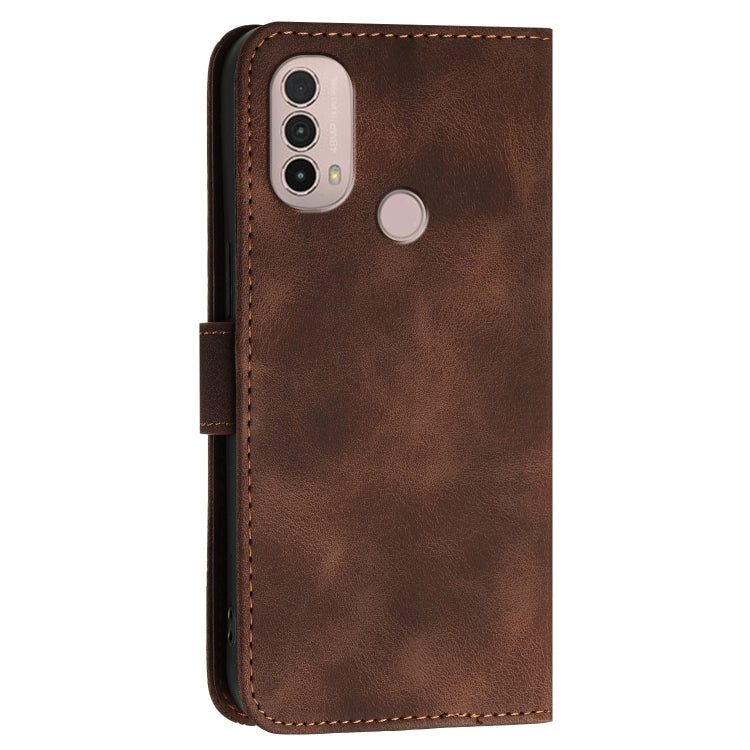 For Motorola Moto E40 / E30 Grid Butterfly Embossed Pattern Leather Phone Case with Lanyard