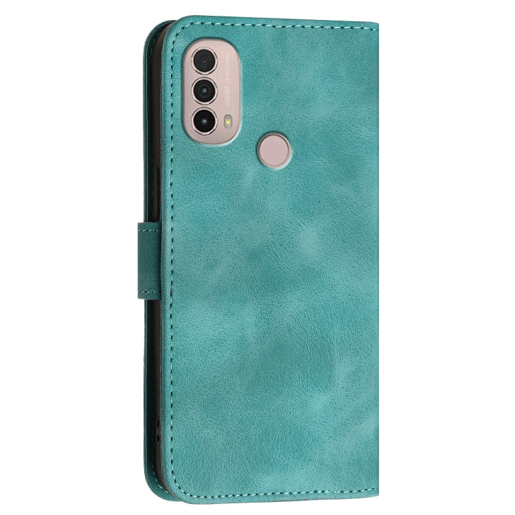 For Motorola Moto E40 / E30 Grid Butterfly Embossed Pattern Leather Phone Case with Lanyard