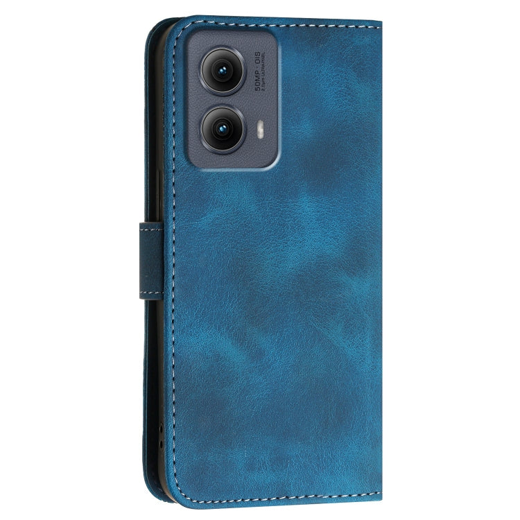 For Motorola Edge 2024 5G Global Grid Butterfly Embossed Pattern Leather Phone Case with Lanyard