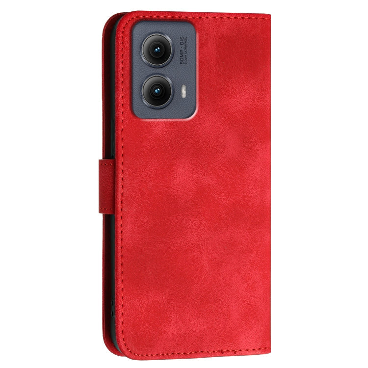 For Motorola Edge 2024 5G Global Grid Butterfly Embossed Pattern Leather Phone Case with Lanyard