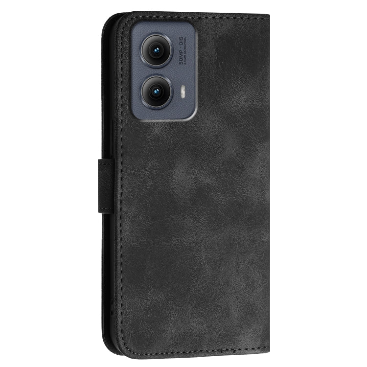For Motorola Edge 2024 5G Global Grid Butterfly Embossed Pattern Leather Phone Case with Lanyard