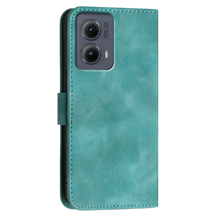 For Motorola Edge 2024 5G Global Grid Butterfly Embossed Pattern Leather Phone Case with Lanyard
