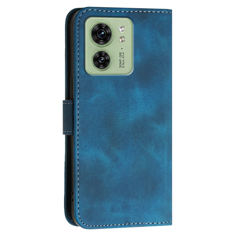 For Motorola Edge 40 Grid Butterfly Embossed Pattern Leather Phone Case with Lanyard