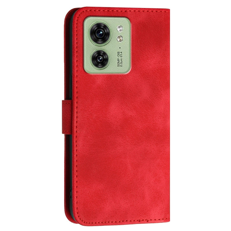 For Motorola Edge 40 Grid Butterfly Embossed Pattern Leather Phone Case with Lanyard