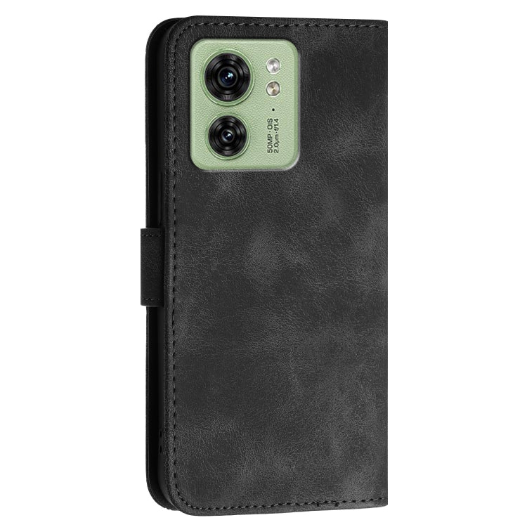 For Motorola Edge 40 Grid Butterfly Embossed Pattern Leather Phone Case with Lanyard