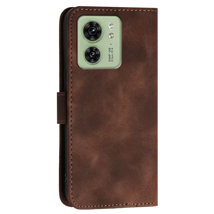 For Motorola Edge 40 Grid Butterfly Embossed Pattern Leather Phone Case with Lanyard