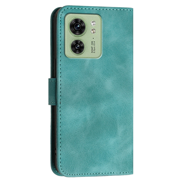 For Motorola Edge 40 Grid Butterfly Embossed Pattern Leather Phone Case with Lanyard