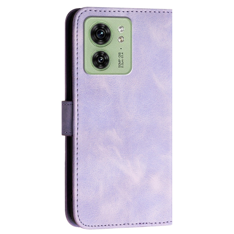 For Motorola Edge 40 Grid Butterfly Embossed Pattern Leather Phone Case with Lanyard
