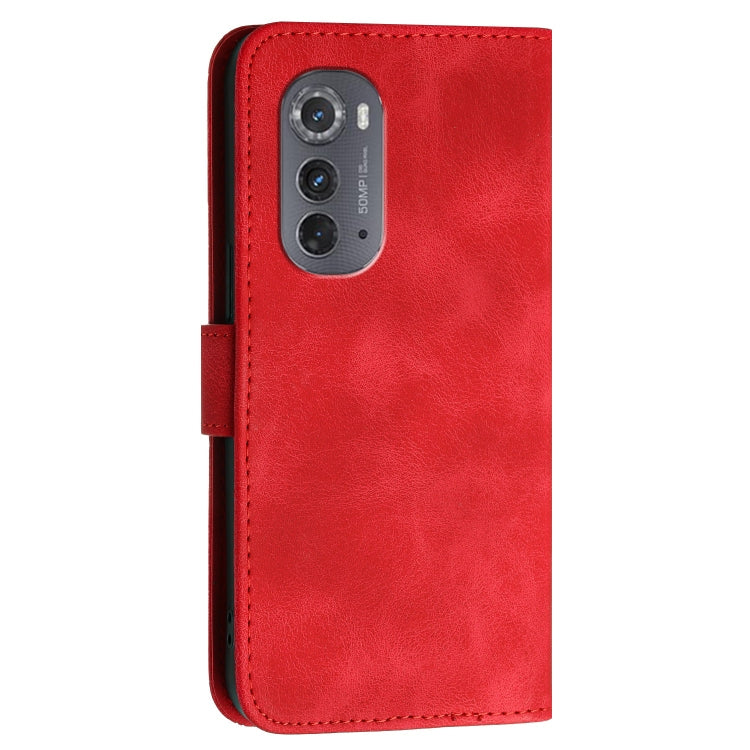 For Motorola Edge 2022 Grid Butterfly Embossed Pattern Leather Phone Case with Lanyard