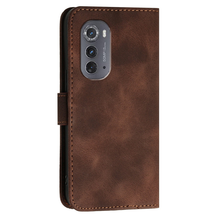 For Motorola Edge 2022 Grid Butterfly Embossed Pattern Leather Phone Case with Lanyard