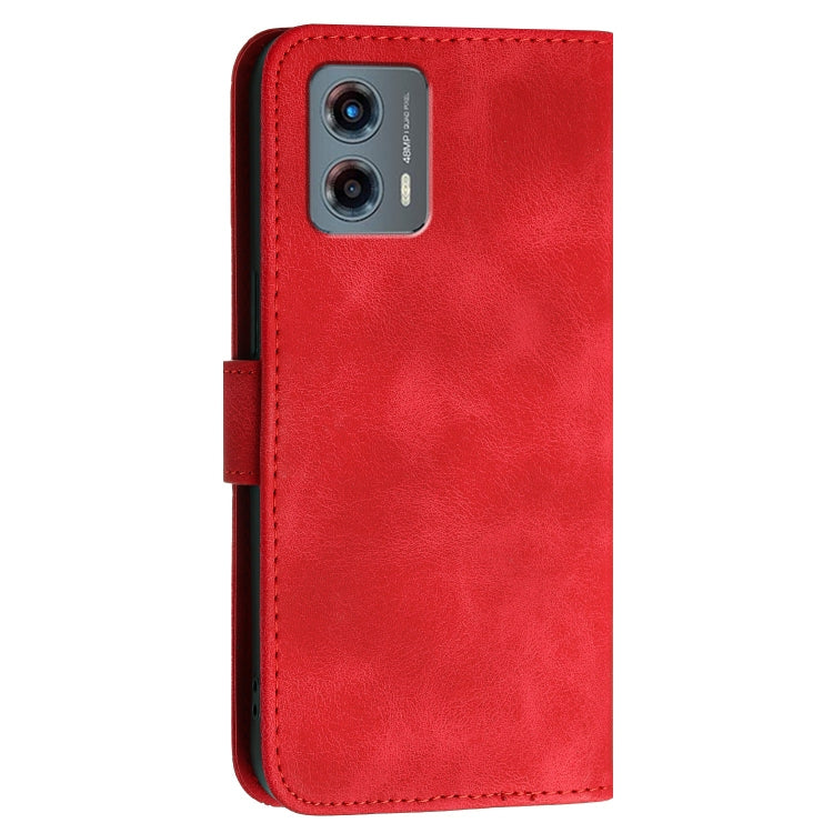 For Motorola Moto G 2023 5G Grid Butterfly Embossed Pattern Leather Phone Case with Lanyard