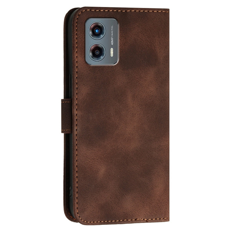 For Motorola Moto G 2023 5G Grid Butterfly Embossed Pattern Leather Phone Case with Lanyard