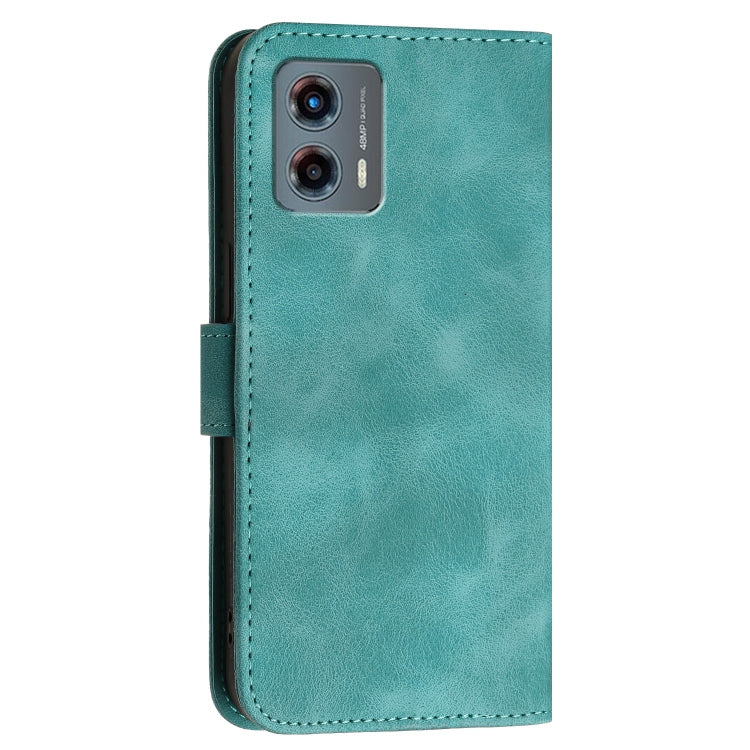 For Motorola Moto G 2023 5G Grid Butterfly Embossed Pattern Leather Phone Case with Lanyard
